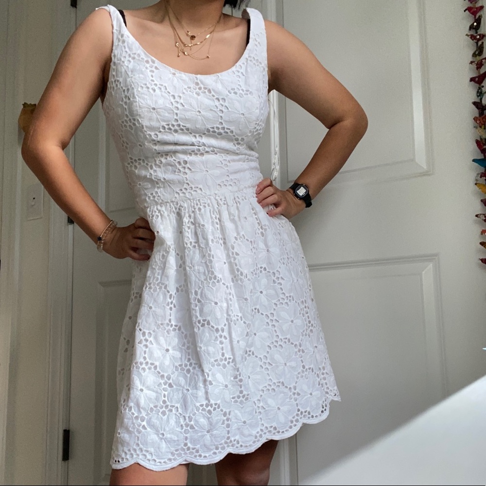 Lilly Pullitzer White Eyelet Scallop-Hem Dress